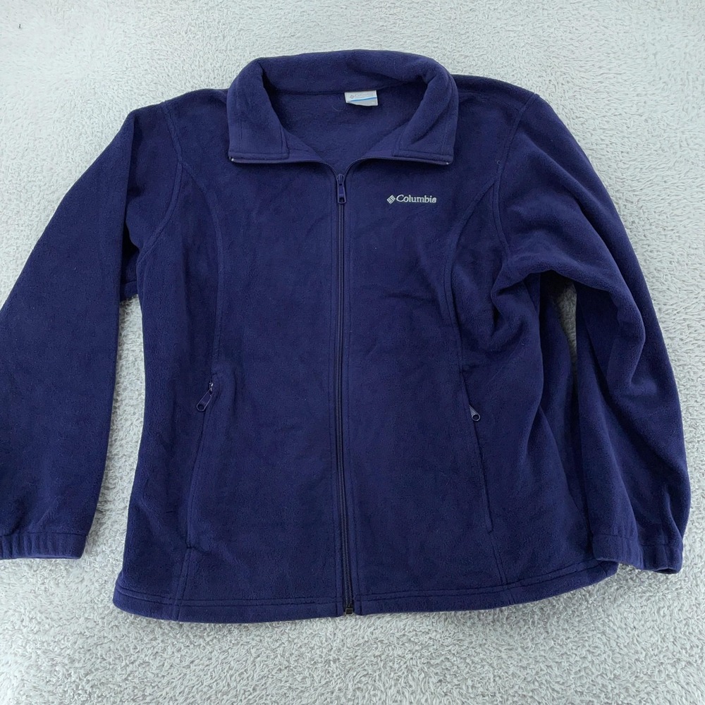 Columbia Fleece Jacket Womens 1X Full Zip Mock Neck Pockets Outdoor‎ Soft